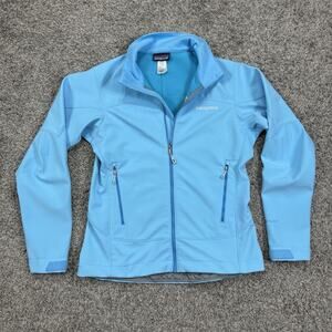 Women's Patagonia Adze Hybrid Jacket Polartec Soft Shell Full Zip Blue Cyan M